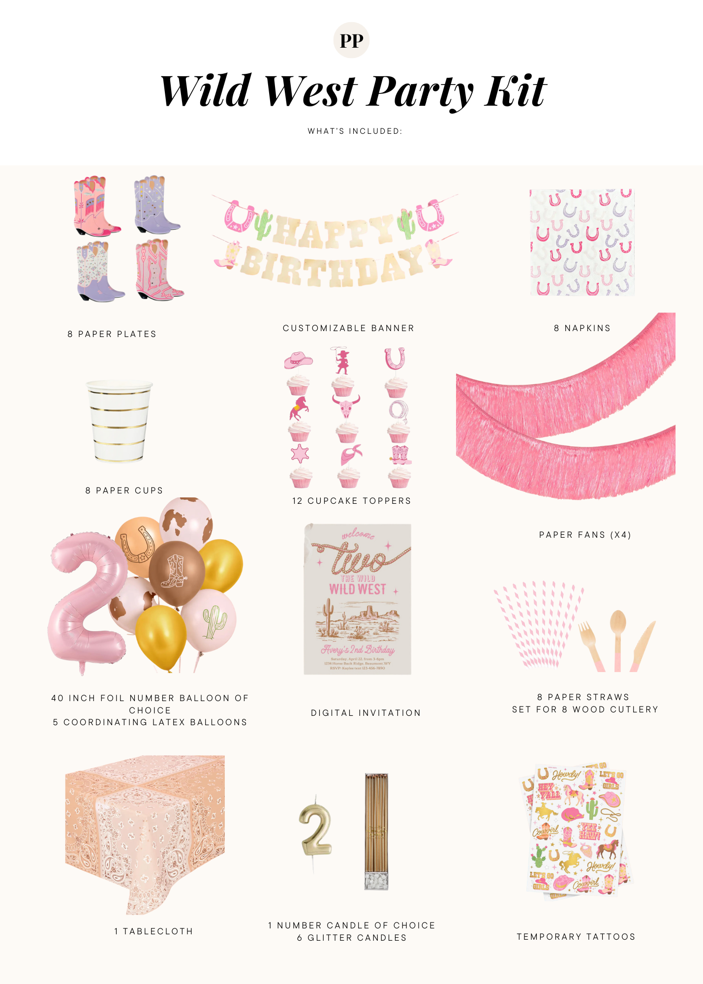 PRESALE: Cowgirl Wild West Birthday Party Kit - Ships October 2025