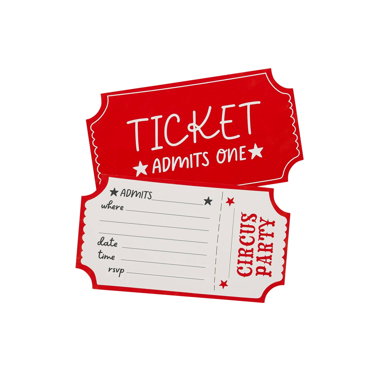 Circus Party Ticket Invitations - Pack of 8