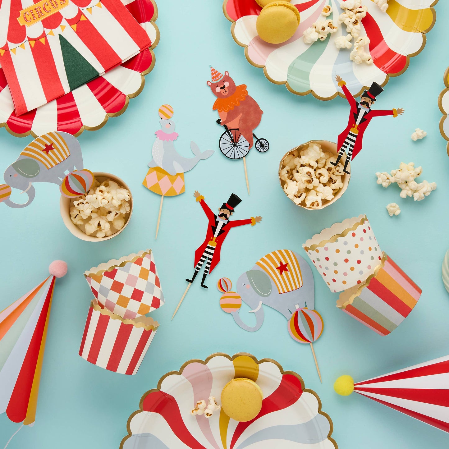 Circus Food Picks & Food Cup Set - Pack of 12
