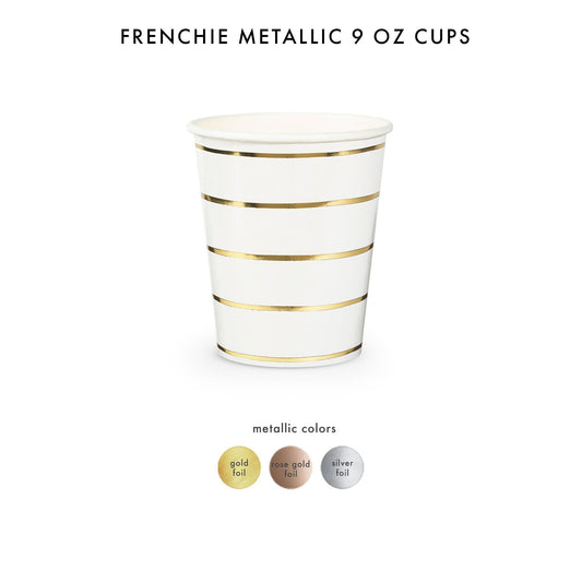Frenchie Metallic Striped 9 oz Cups - 8 Pk.