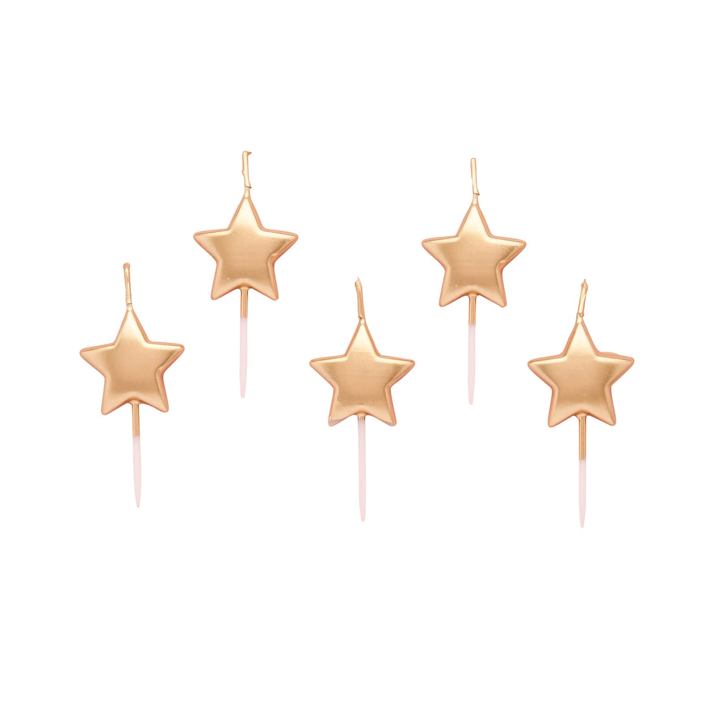 Gold Metallic Star Candles - Pack of 5