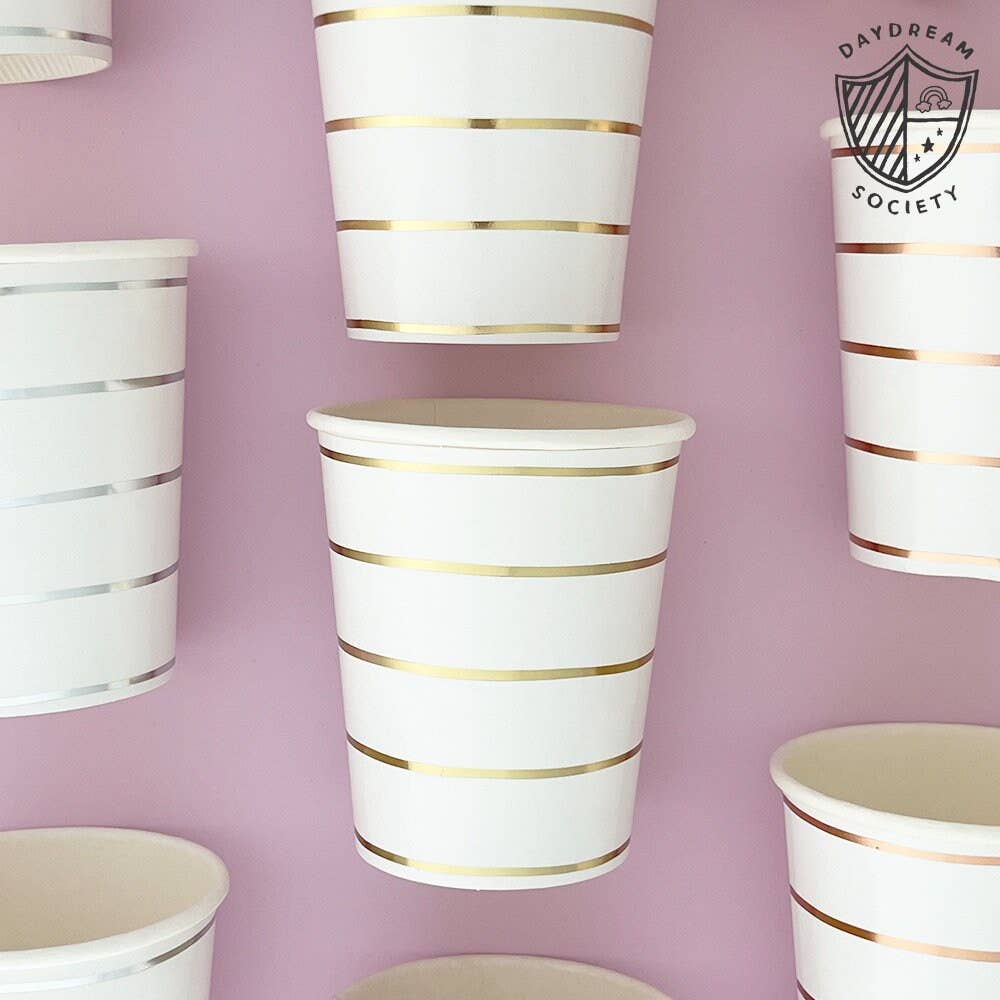 Frenchie Metallic Striped 9 oz Cups - 8 Pk.