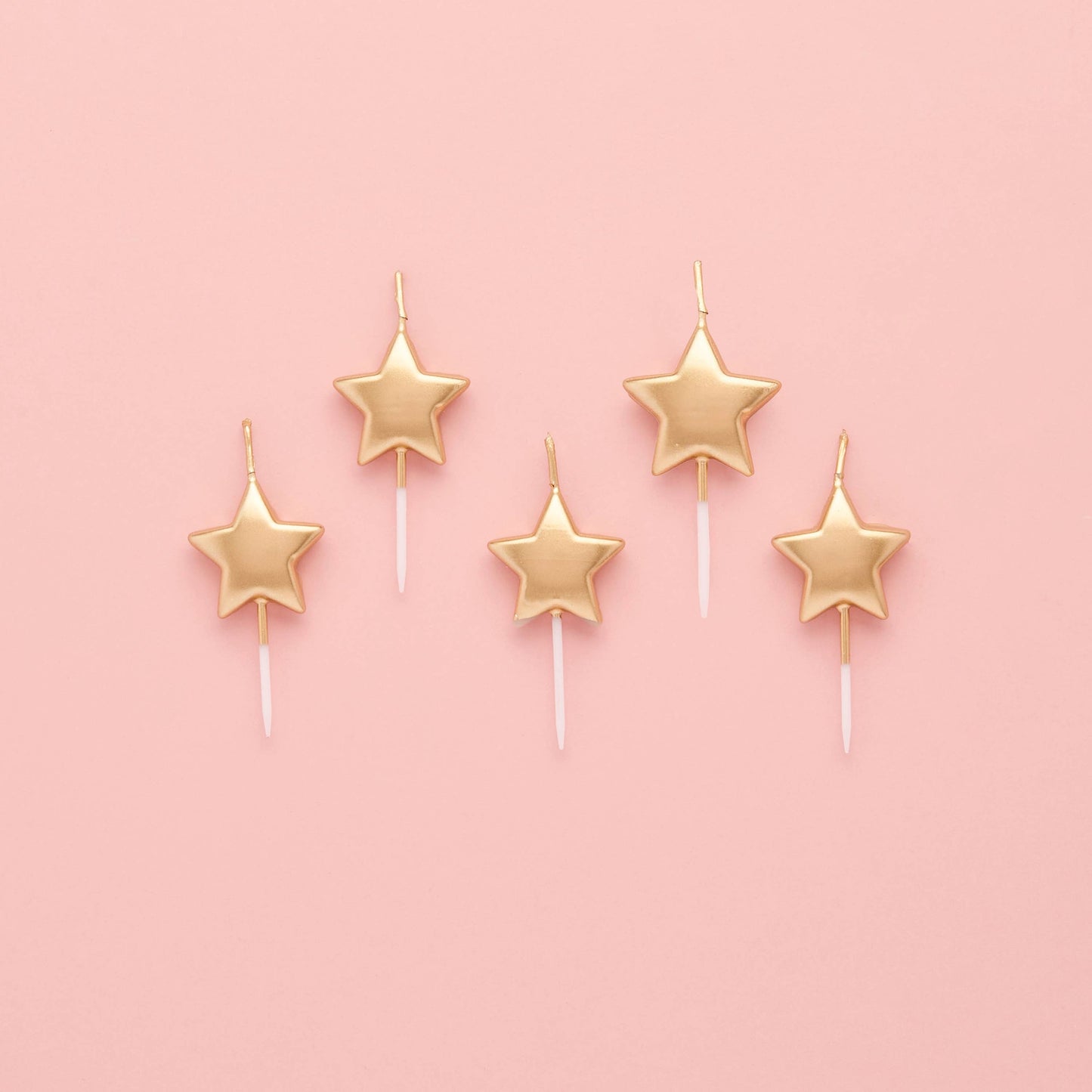 Gold Metallic Star Candles - Pack of 5