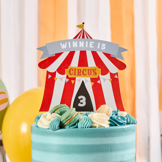 Circus Customisable Card Cake Topper