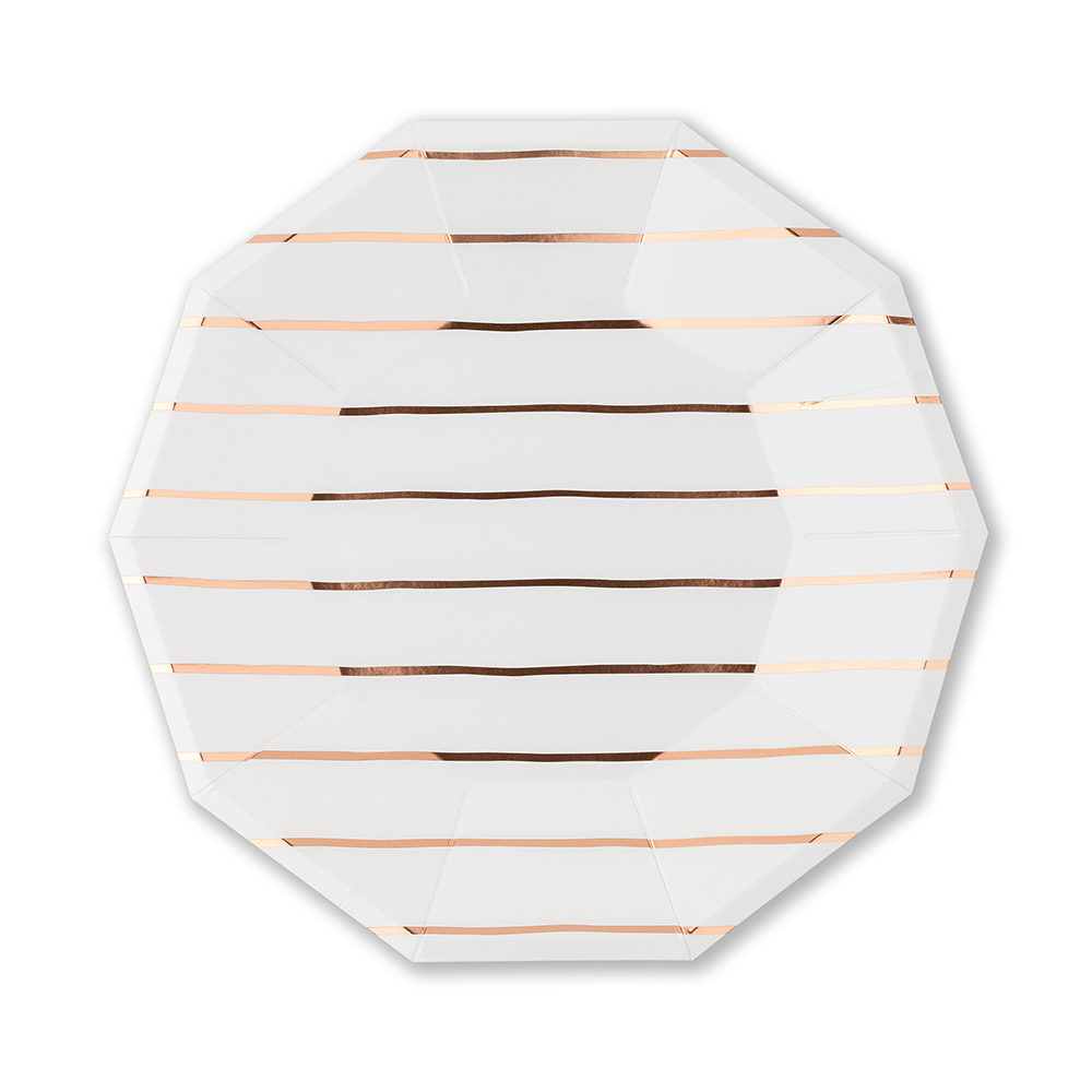 Frenchie Metallic Striped Large Plates - 8 Pk.